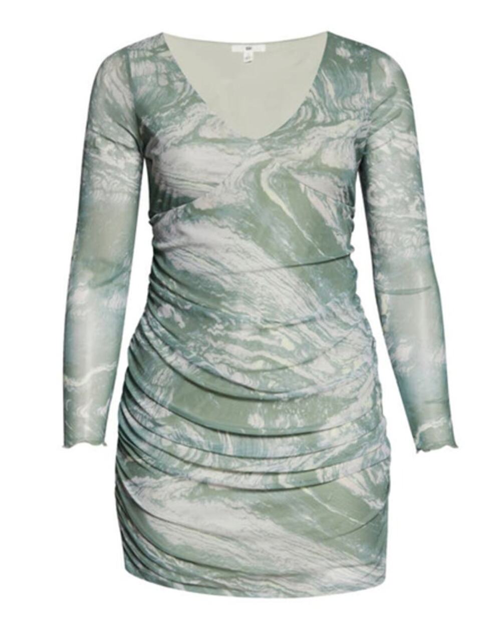 Bp. Ruched Long Sleeve Bodycon Dress Marble Green 3X NWOT